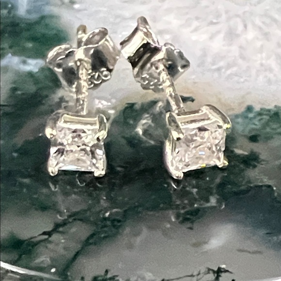 Estate Jewelry - Vintage 925 Sterling Silver CZ Stud Earrings